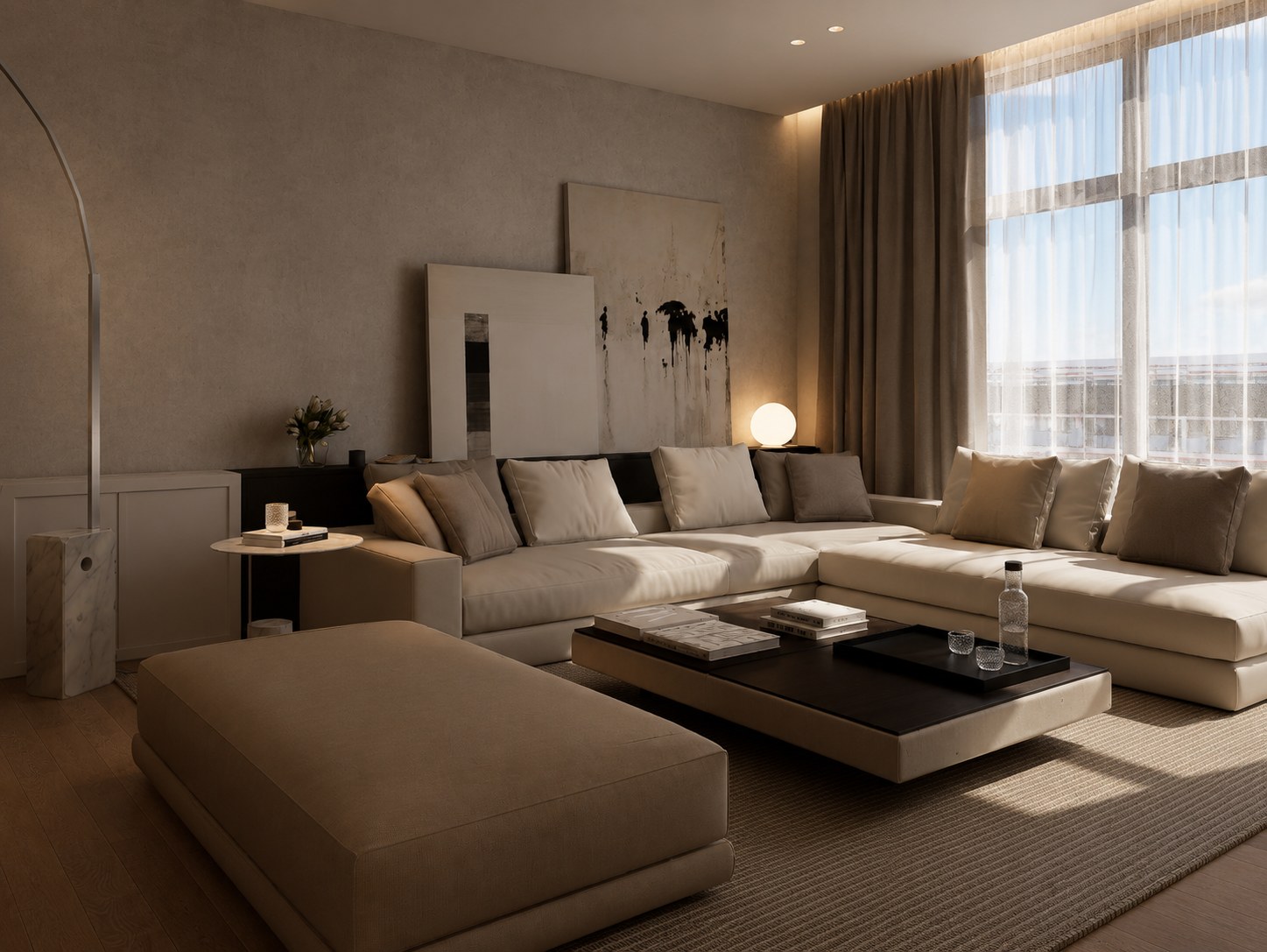 Loft Milan living room with large sectional sofa