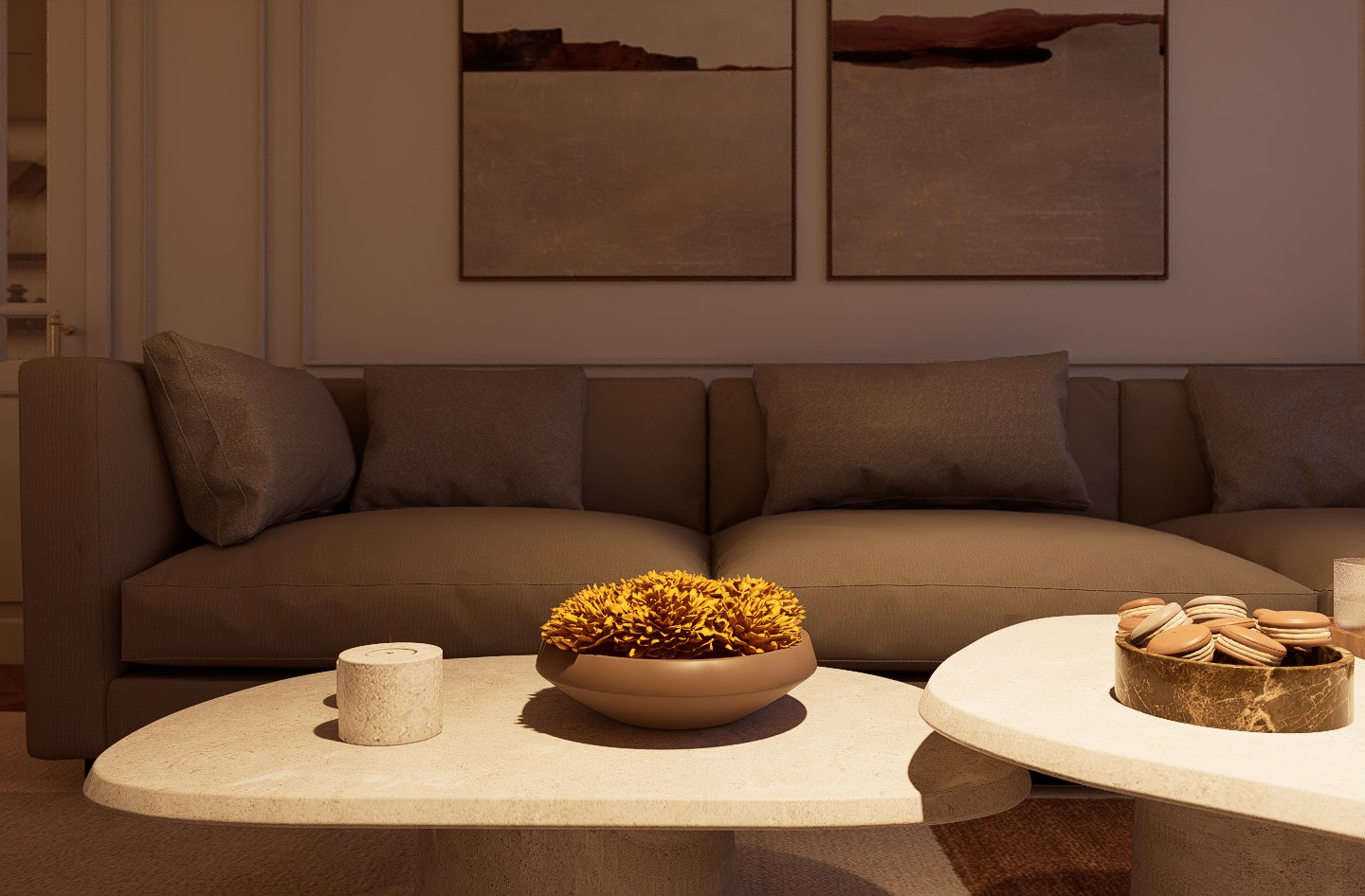 Sofa and coffee table detail